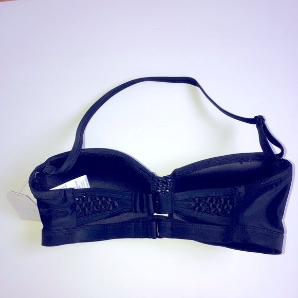 NEW T&T Solid Bandeau Bikini Top Swim Small Black Detachable Strap Women’s - Picture 6 of 16